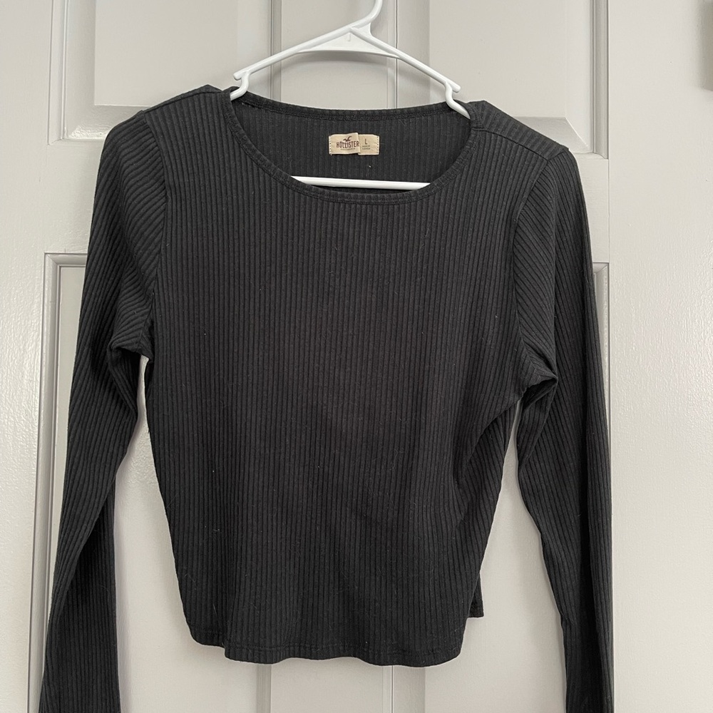 Hollister Black Ribbed Long Sleeve Top